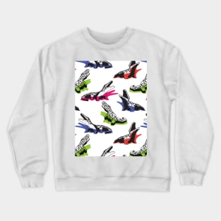 Neon geo crocodiles // pattern // white background black and white geometric animals green fuchsia pink blue and orange shadows Crewneck Sweatshirt